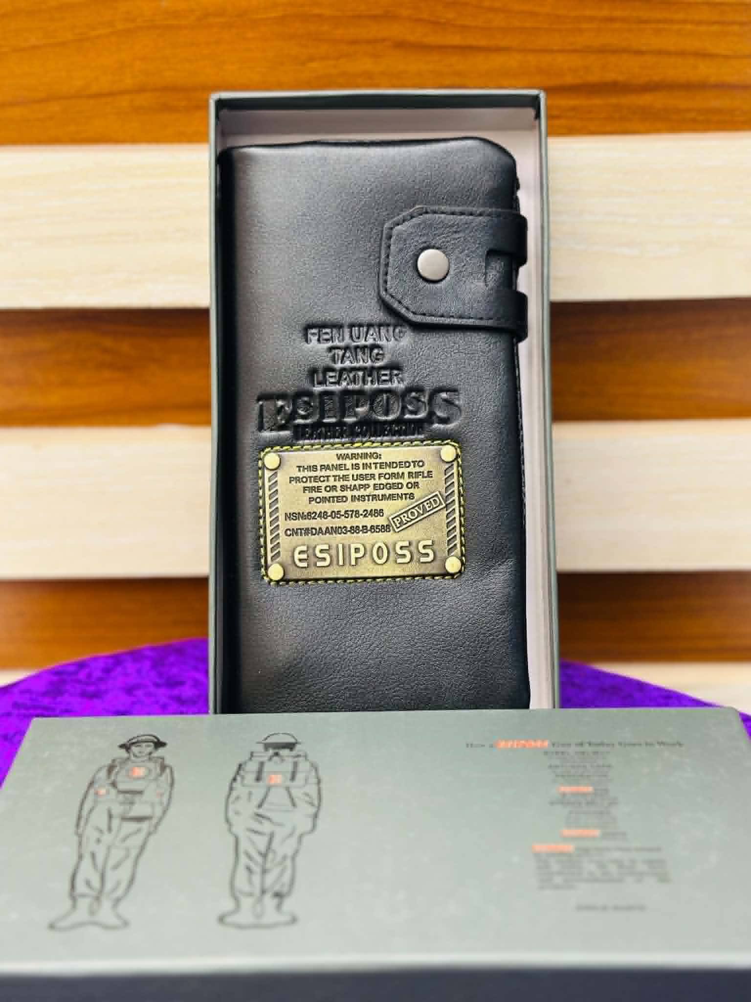 ESIPOSS SINGLE BUTTON  BLACK LONG MAN WALLET